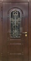 Металлическая дверь Входная дверь с массивом дуба со стеклом и ковкой №283